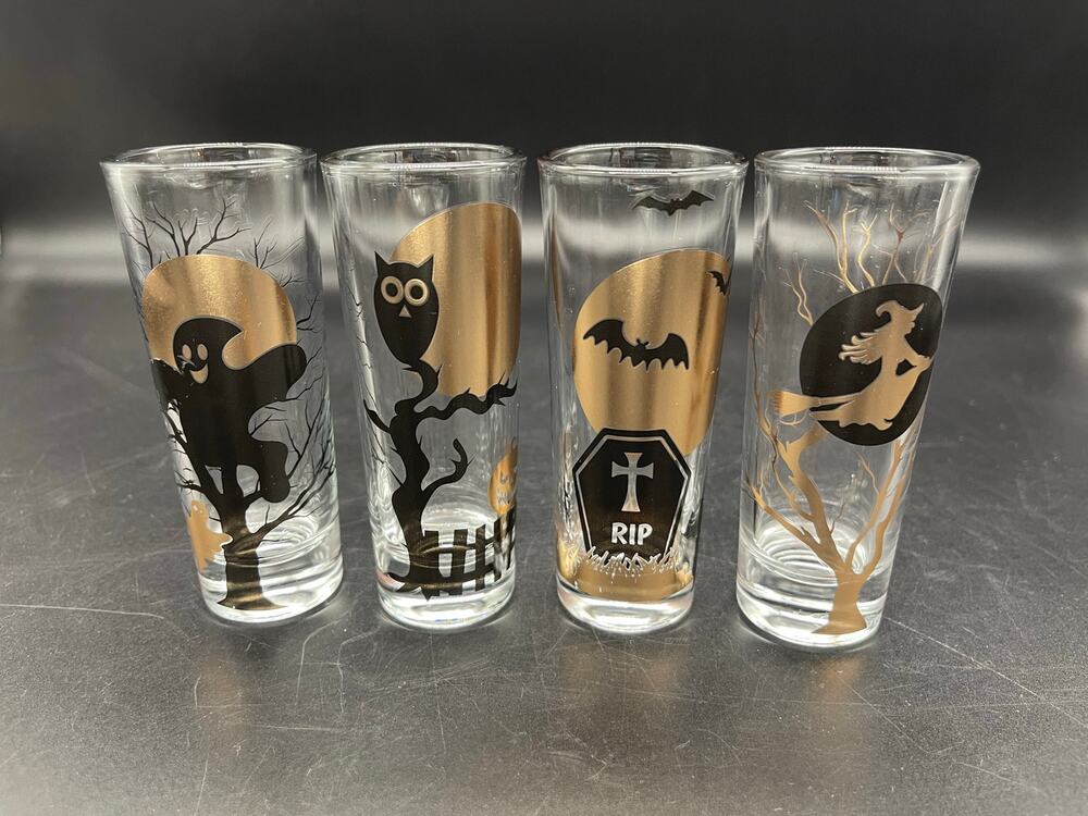 Halloween Black & Metallic Copper 2 oz Set of 4 Shot Glasses